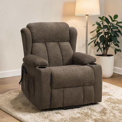 Lusio - Power Motion Recliner With Lift &amp; Cup Holder - Brown