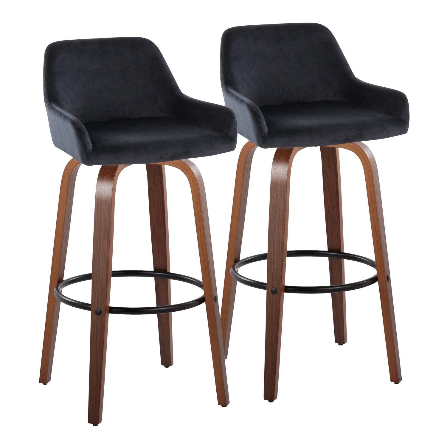 Daniella - Contemporary Fixed Height, Barstool &amp; Swivel And Round Footrest (Set of 2)