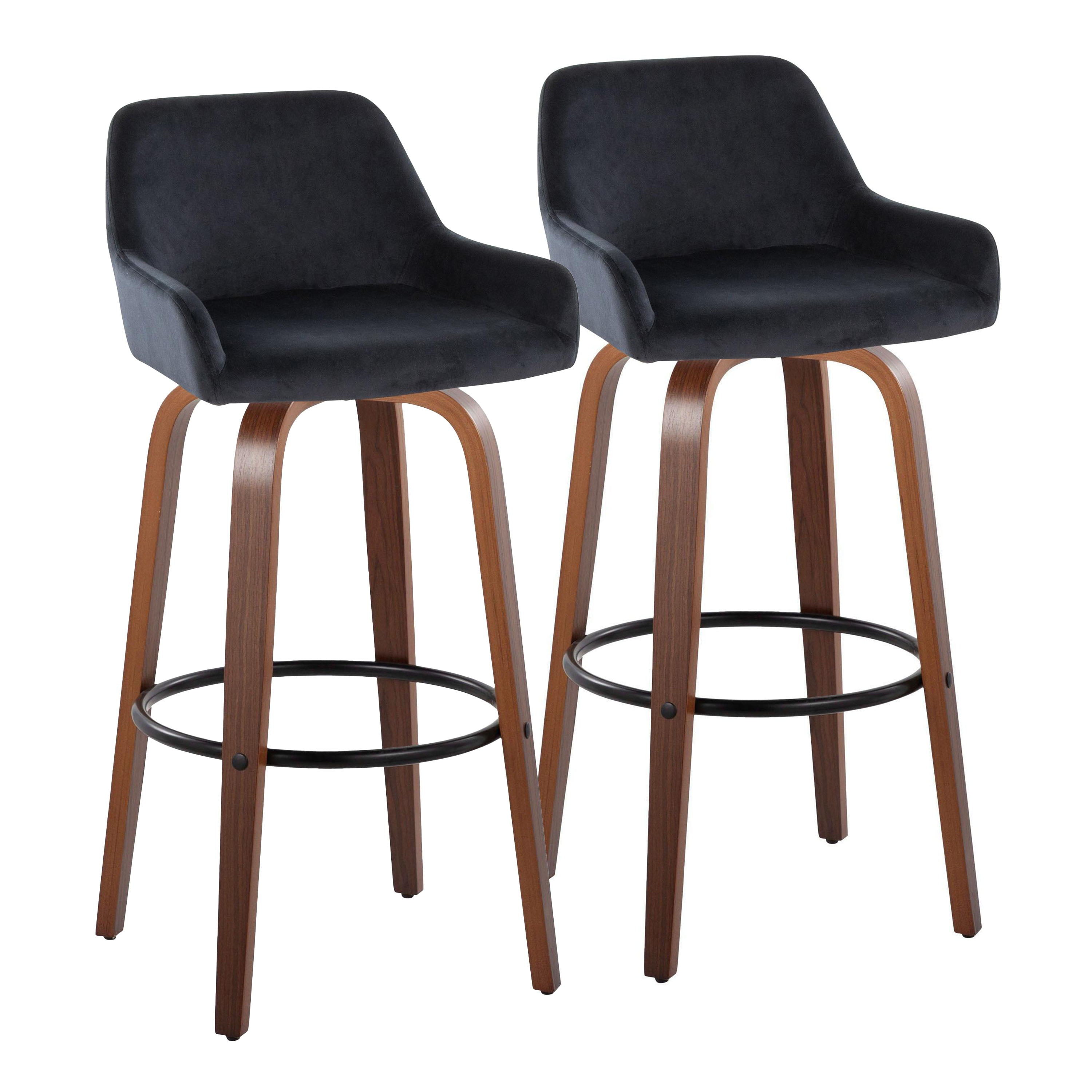 Daniella - Contemporary Fixed Height, Barstool &amp; Swivel And Round Footrest (Set of 2)