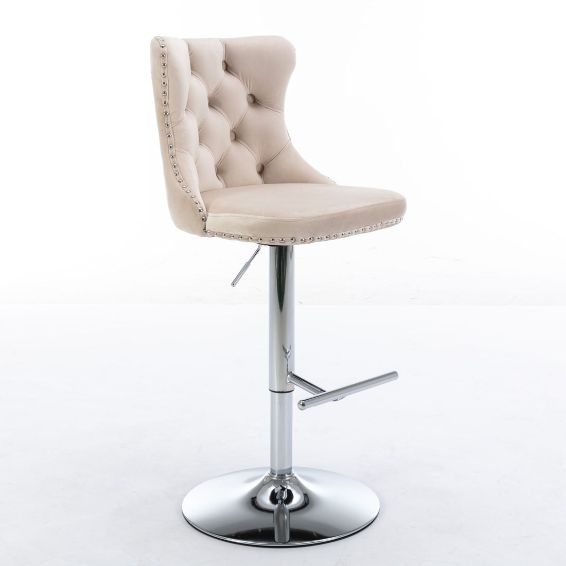 Swivel Velvet Barstools Adjusatble Seat Height From 25-33&quot;, Modern Upholstered Chrome Base Bar Stools With Backs Comfortable Tufted For Home Pub And Kitchen Island (Set of 2)