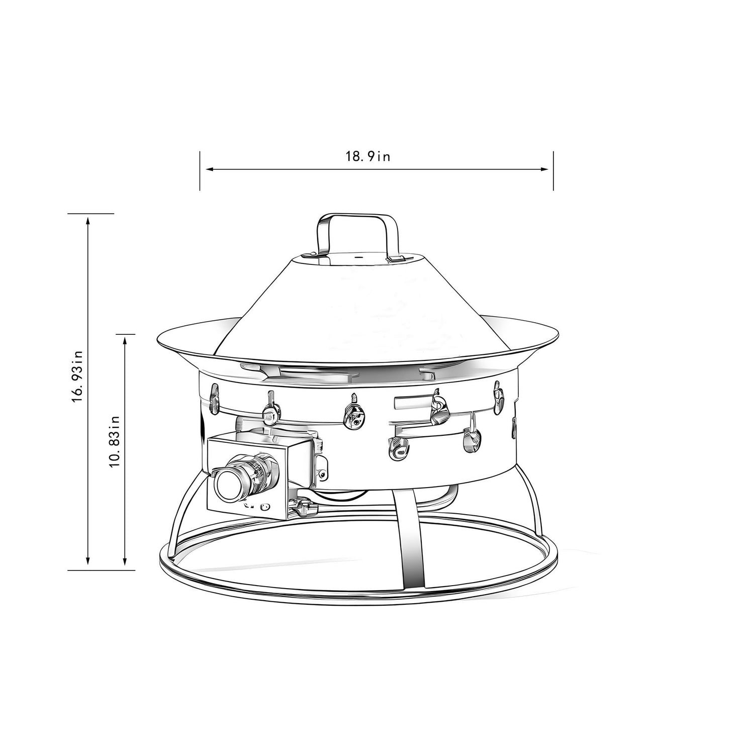 19&quot; Propane Gas Fire Pit Table, 50000 Btu Round Steel Fire Pit For Outside Patio Deck Garden Backyard - Black