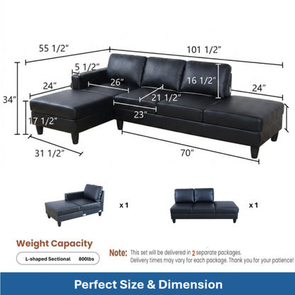L - Shaped Sectional Sofa With Chaise &amp; Ottoman