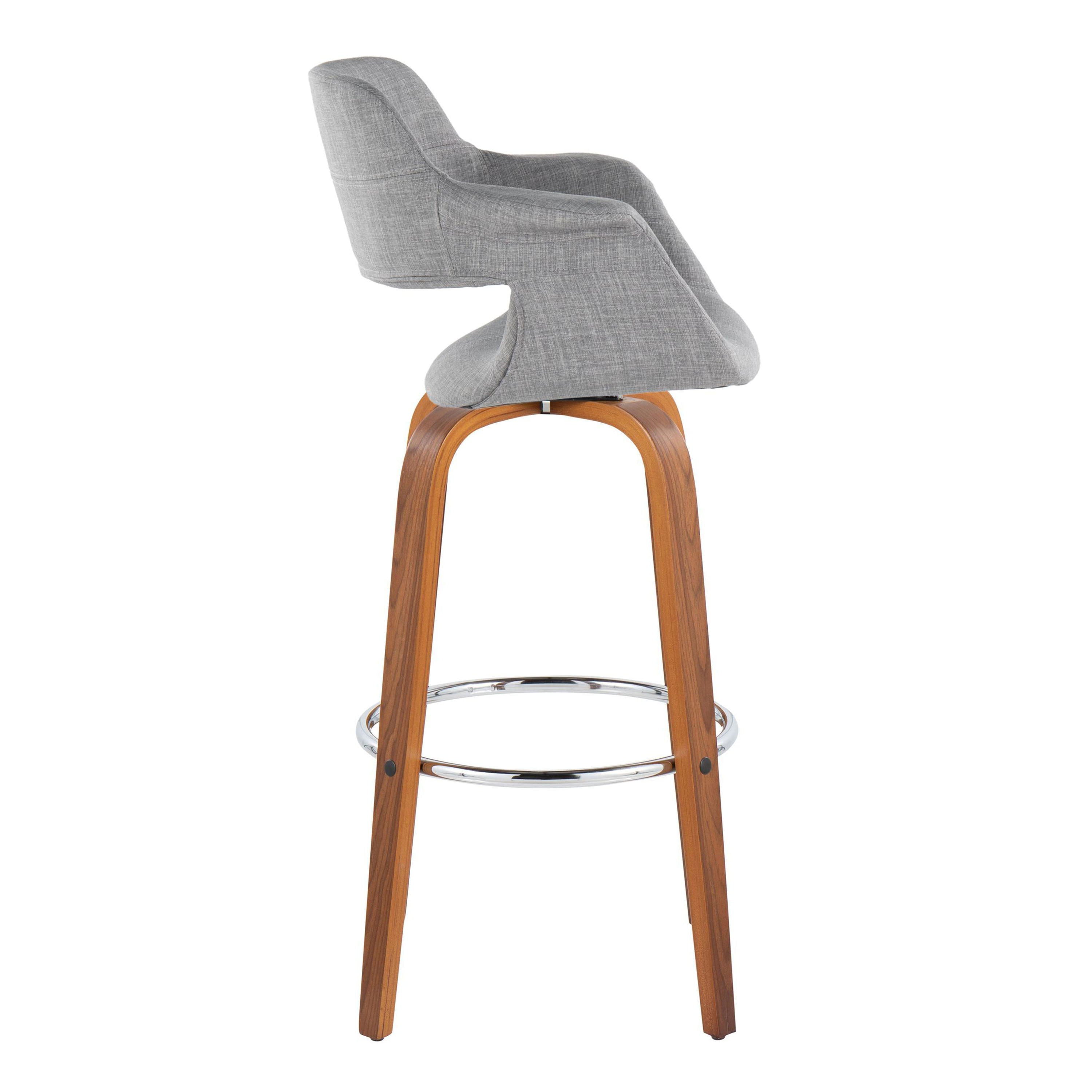 Vintage Flair - Mid Century Modern Fixed Height Barstool With Swivel &amp; Round Footrest (Set of 2)