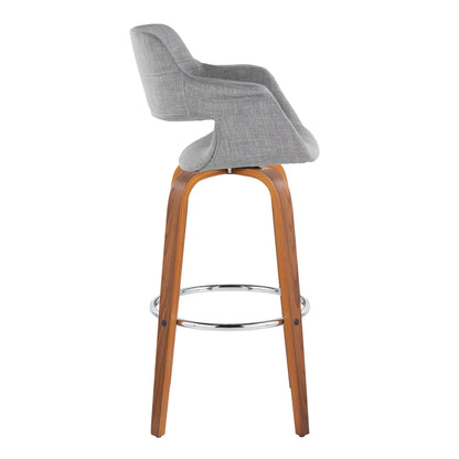 Vintage Flair - Mid Century Modern Fixed Height Barstool With Swivel &amp; Round Footrest (Set of 2)