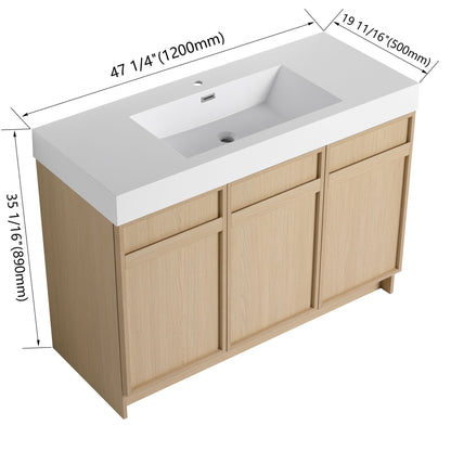 Freestanding Bathroom Vanity With Resin Sink &amp; Soft Close Cabinet Doors