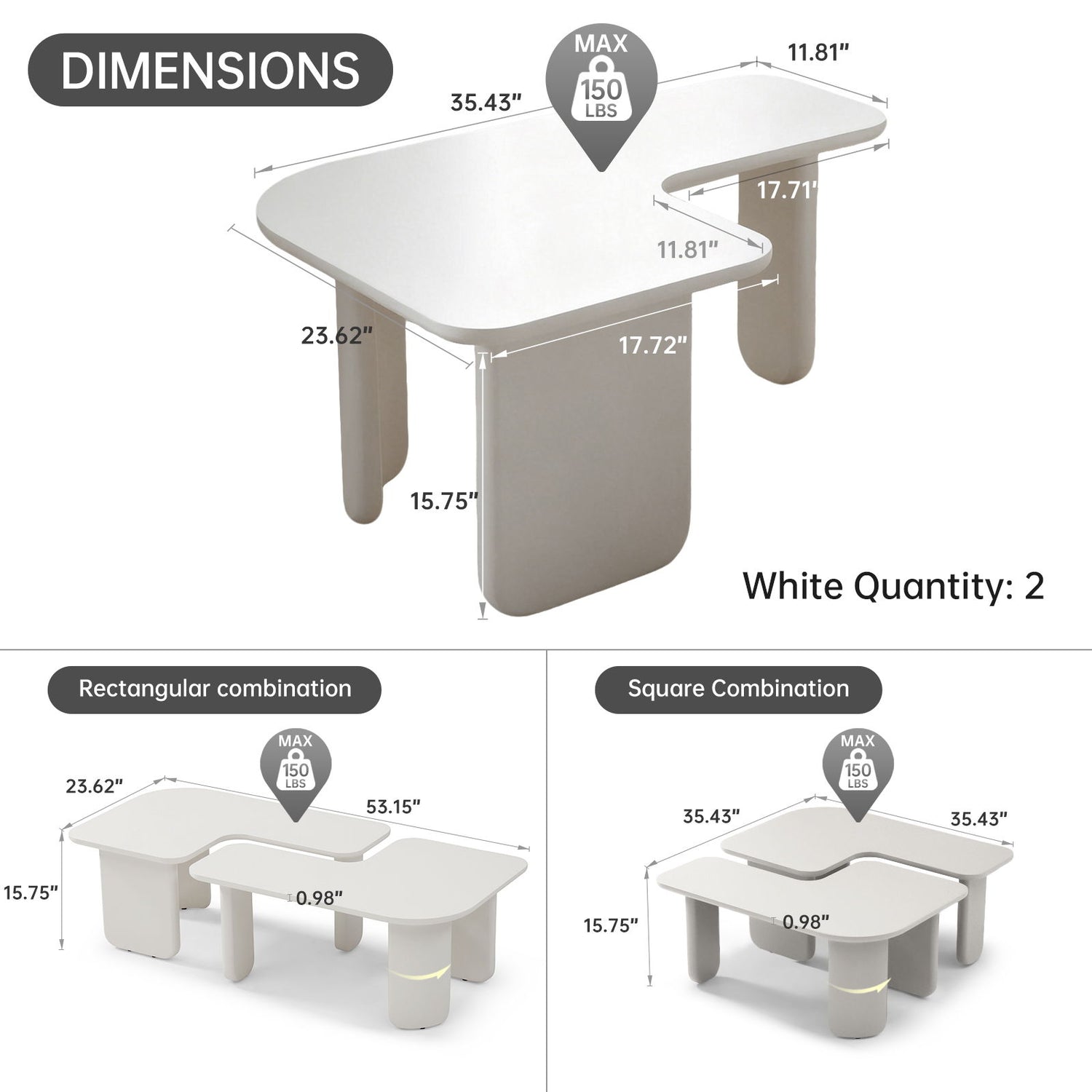 L-Shape Coffee Table For Living Room