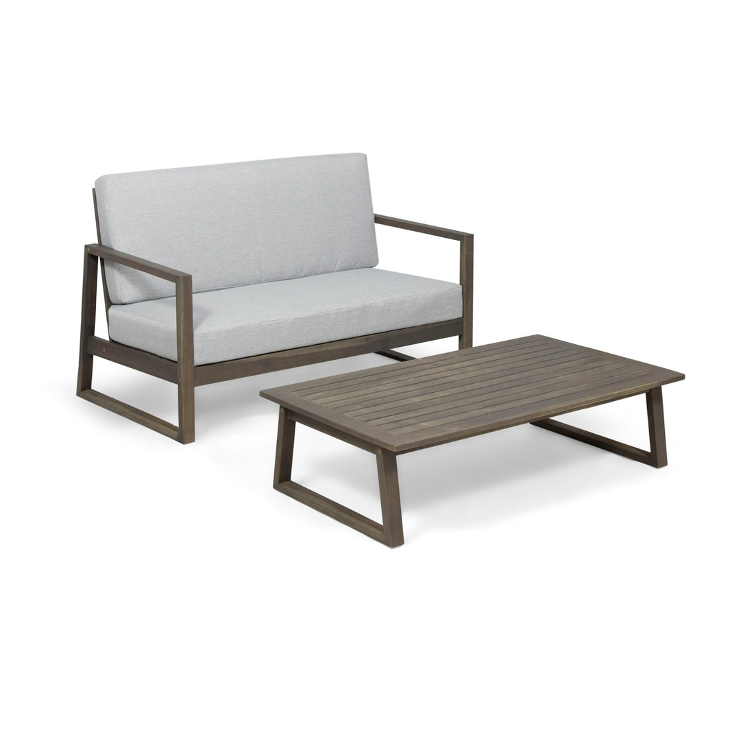 Belgian - Loveseat &amp; Coffee Table Set With Water Resistant Cushions
