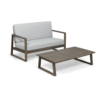 Belgian - Loveseat &amp; Coffee Table Set With Water Resistant Cushions