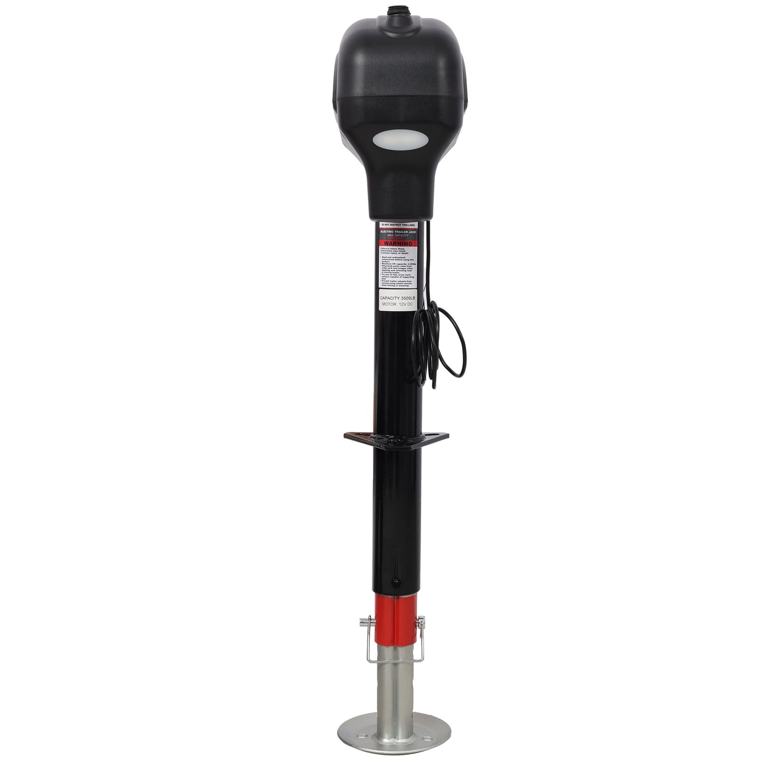 Electric Power Tongue Jack 3500Lbs Capacity With Waterproof Cover For RV Trailer &amp; Camper, 12V Dc - Black