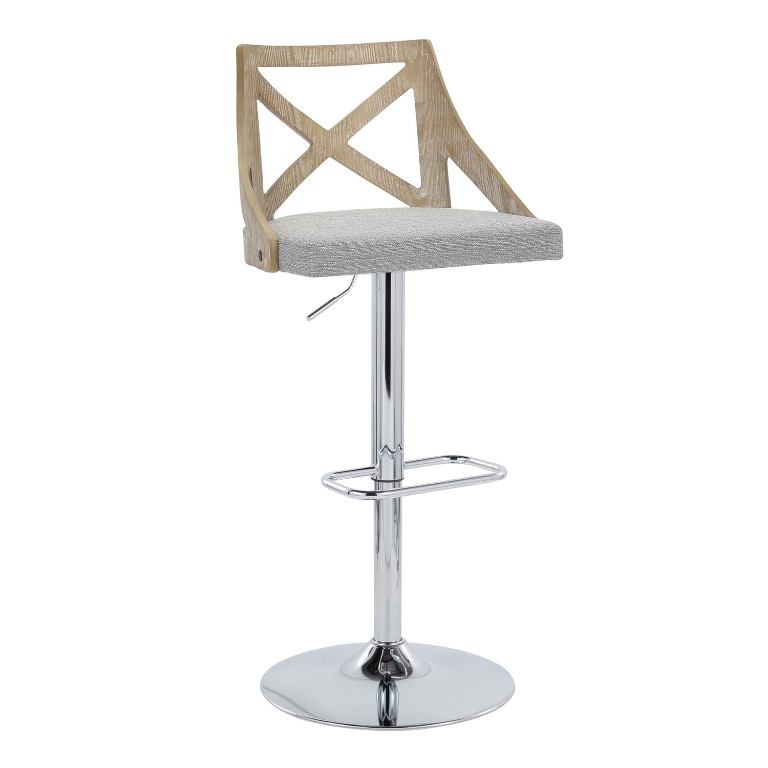 Charlotte - Farmhouse Adjustable Height Barstool &amp; Swivel Rounded Rectangle Footrest (Set of 2)