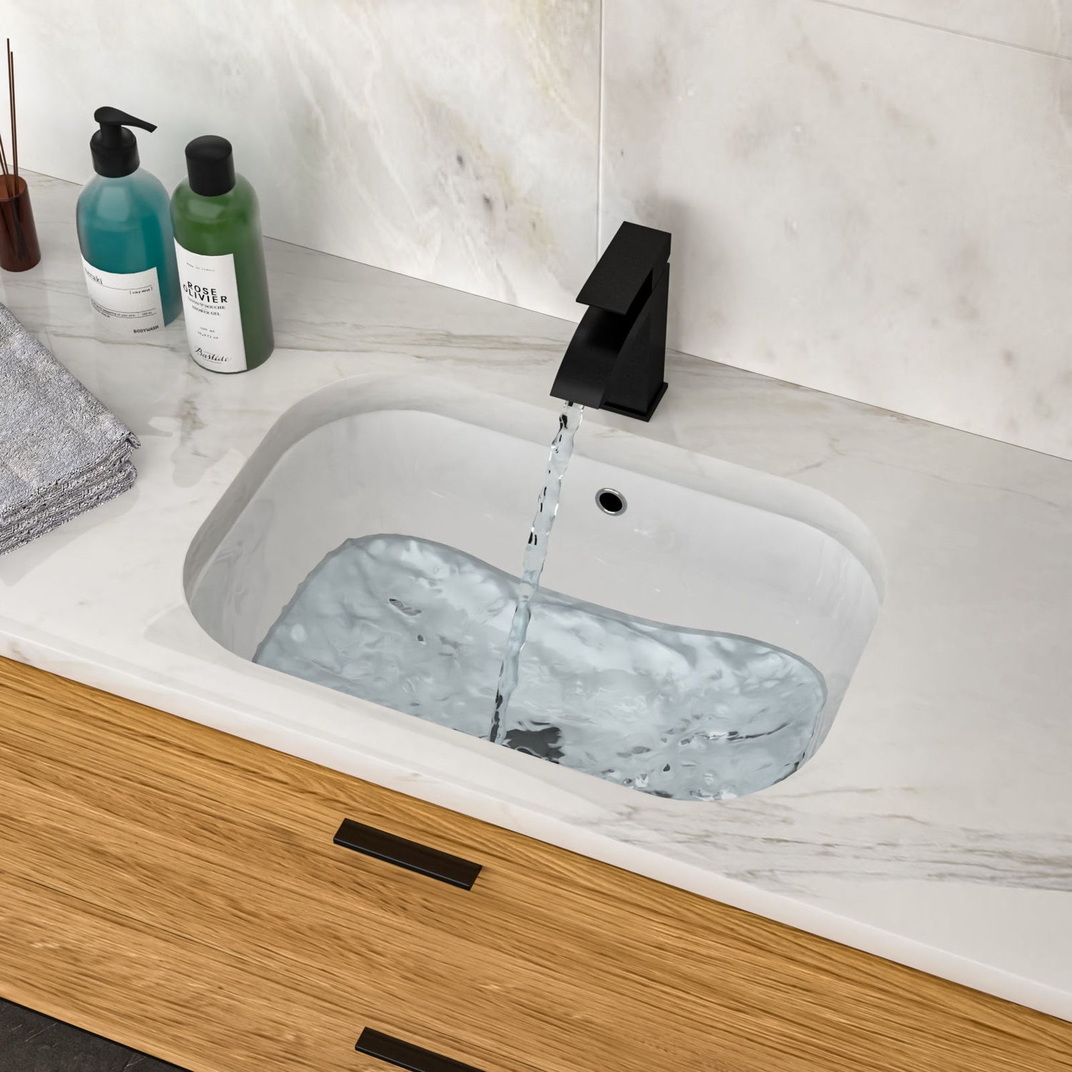 Modern Ceramic Undermount Bathroom Sink With Overflow, High Quality