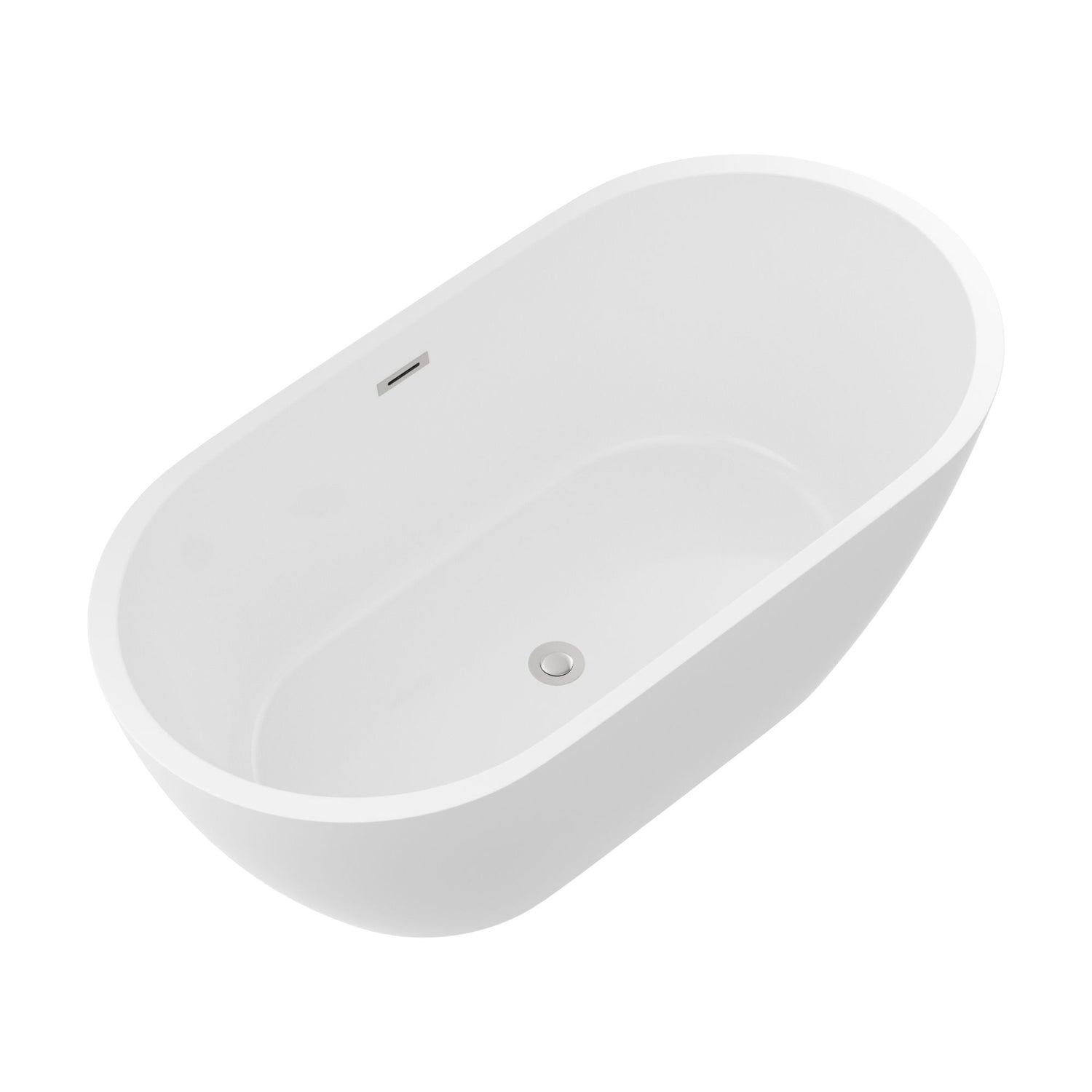 Elegant Oval Freestanding Bathtub, Overflow &amp; Pop Up Drain