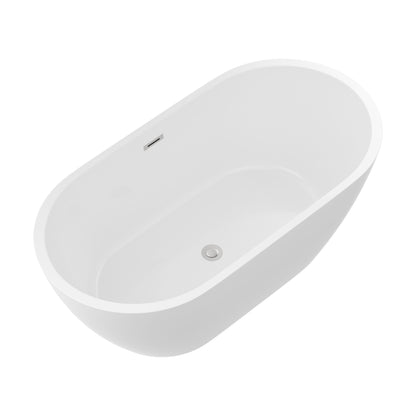 Elegant Oval Freestanding Bathtub, Overflow &amp; Pop Up Drain
