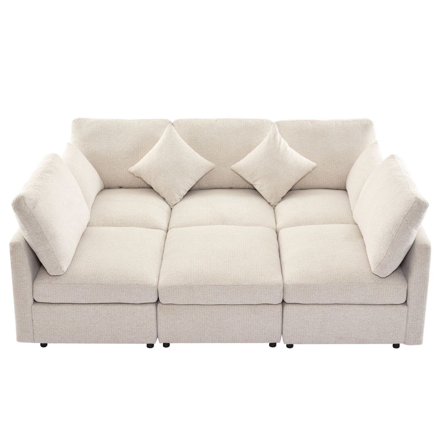 Sectional Sofa Modular U-Shaped With Ottoman &amp; USB Ports