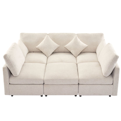 Sectional Sofa Modular U-Shaped With Ottoman &amp; USB Ports