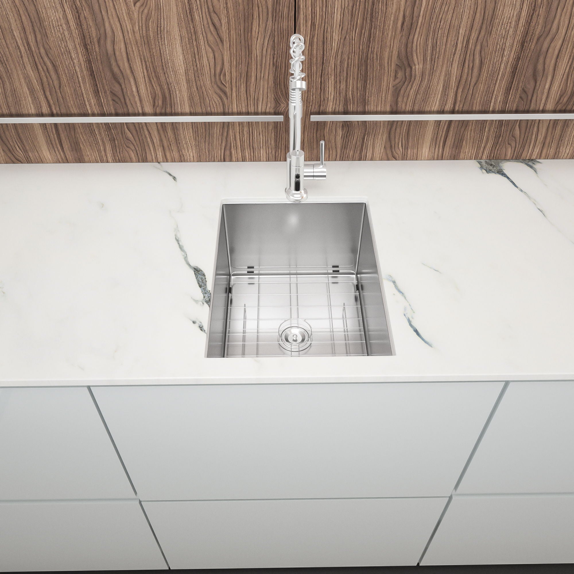 Modern Style Undermount Sink With Stainless Steel, Deep Single Bowl