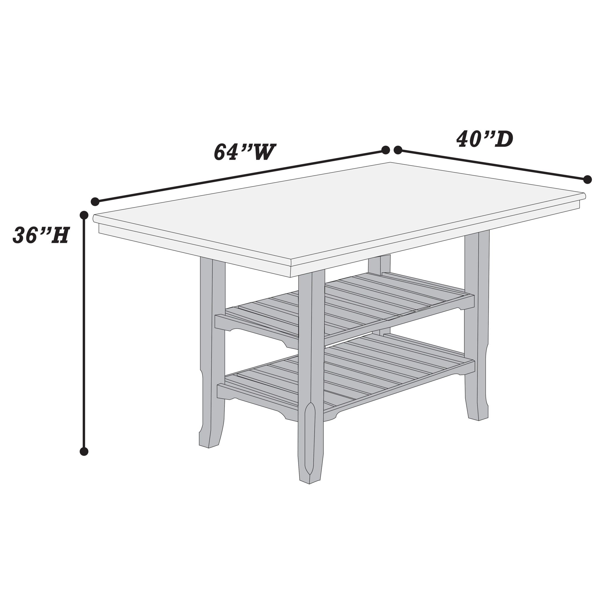 7 Piece Counter Height Dining Set With Storage Shelves, Table &amp; 6 High Chairs - Gray