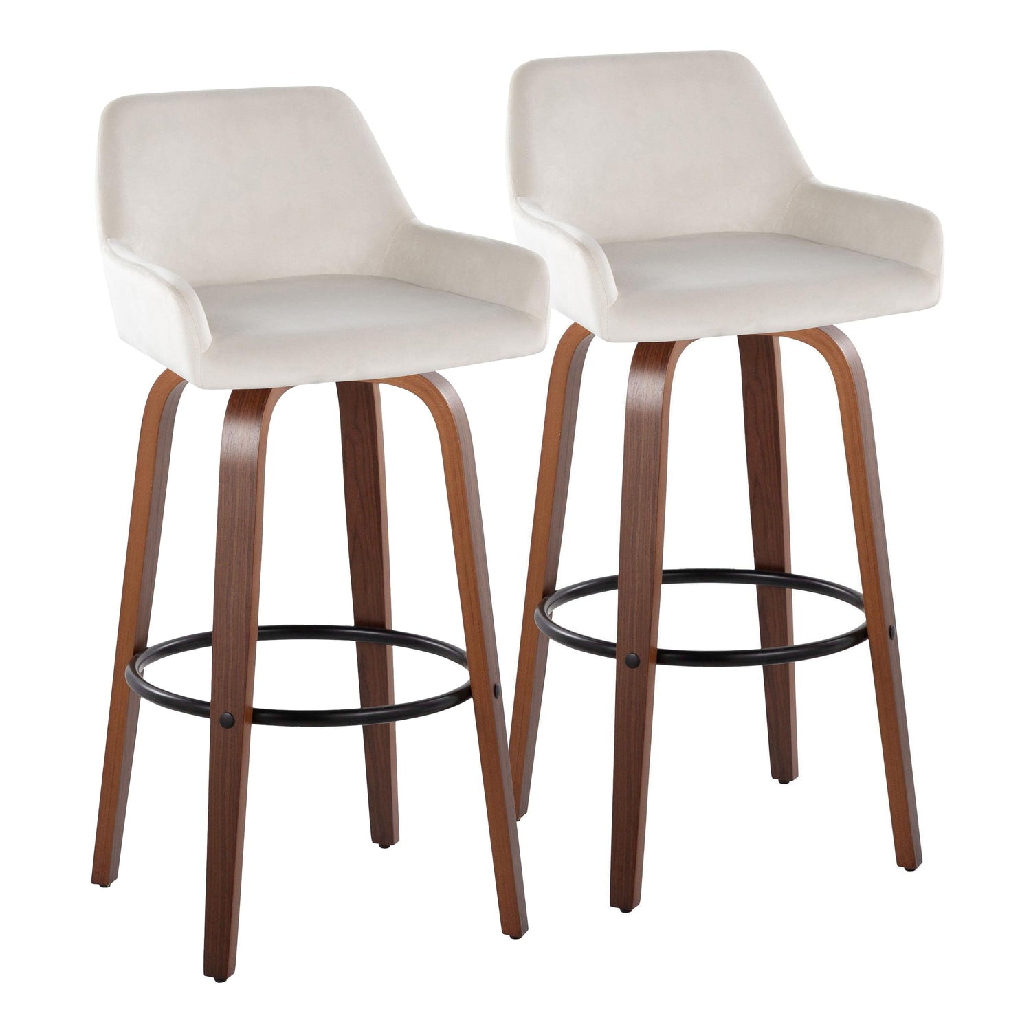 Daniella - Contemporary Fixed Height, Barstool &amp; Swivel And Round Footrest (Set of 2)