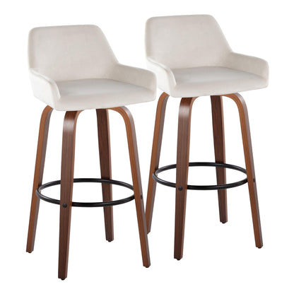 Daniella - Contemporary Fixed Height, Barstool &amp; Swivel And Round Footrest (Set of 2)