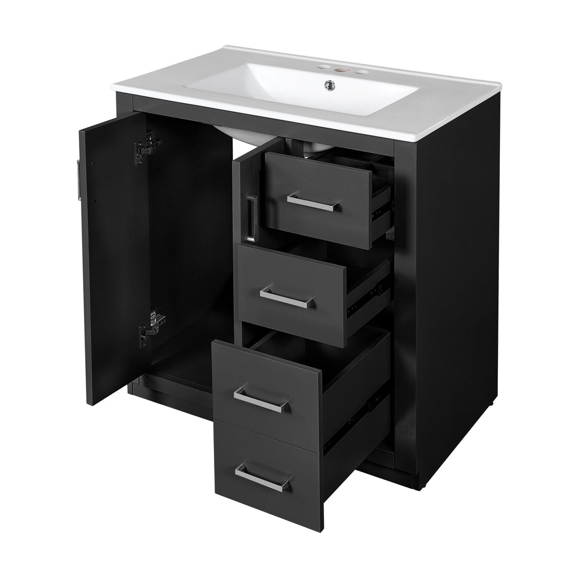 Bathroom Vanity With Sink, Storage Cabinet, Freestanding Set With 3 Drawers &amp; Soft Closing Doors