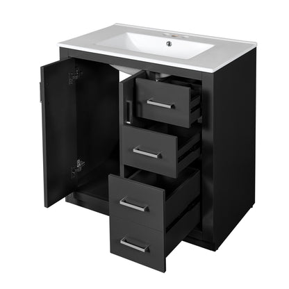 Bathroom Vanity With Sink, Storage Cabinet, Freestanding Set With 3 Drawers &amp; Soft Closing Doors