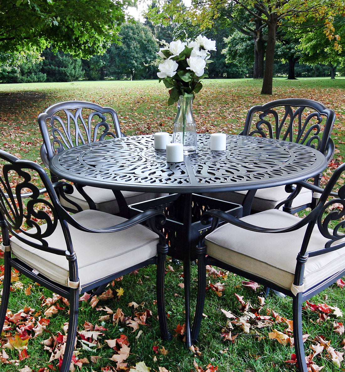 Outdoor Patio Aluminum 48&quot; Round Dining Table - Dessert Night