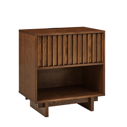 Nightstand With Hidden Charging Station USB Ports &amp; Outlet Hole