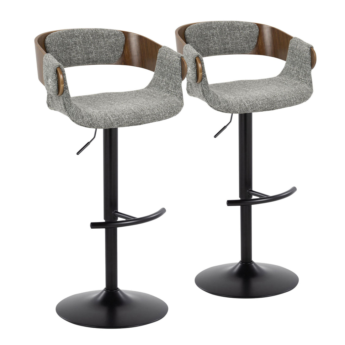 Elisa - Mid Century Modern Adjustable Barstool With Swivel &amp; Rounded T Footrest (Set of 2)