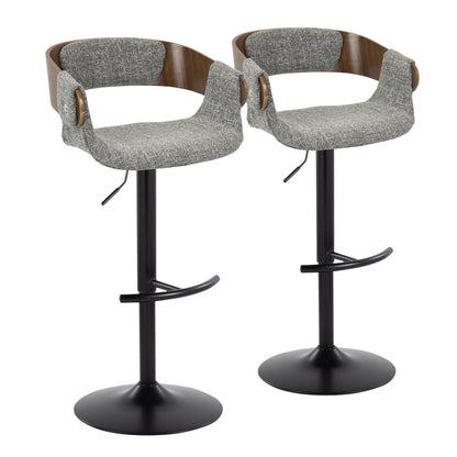 Elisa - Mid Century Modern Adjustable Barstool With Swivel &amp; Rounded T Footrest (Set of 2)
