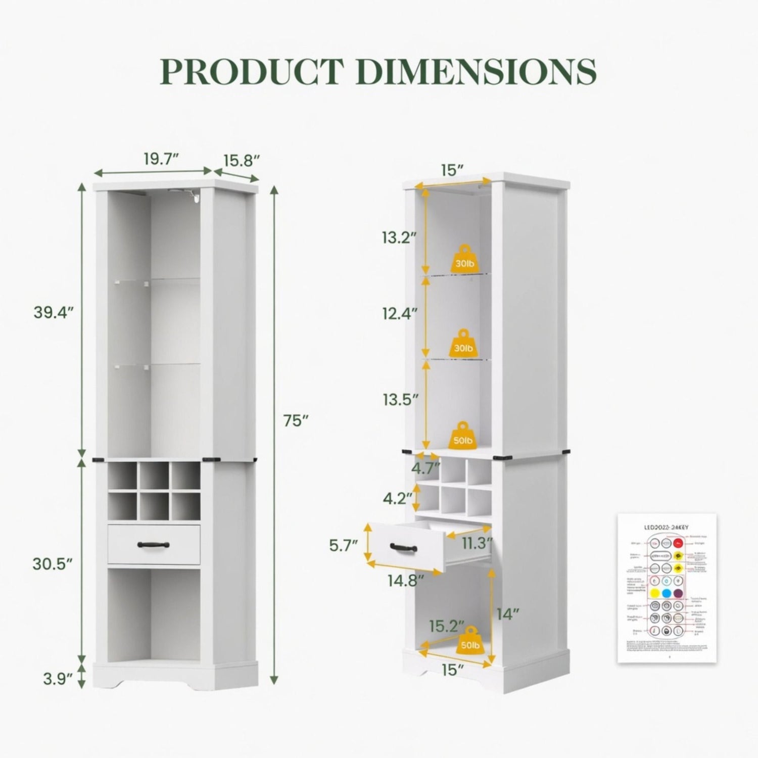 Pantry Cabinet With LED Lights, Wine Rack, Tempered Glass Shelves, And Barn Door Design - White