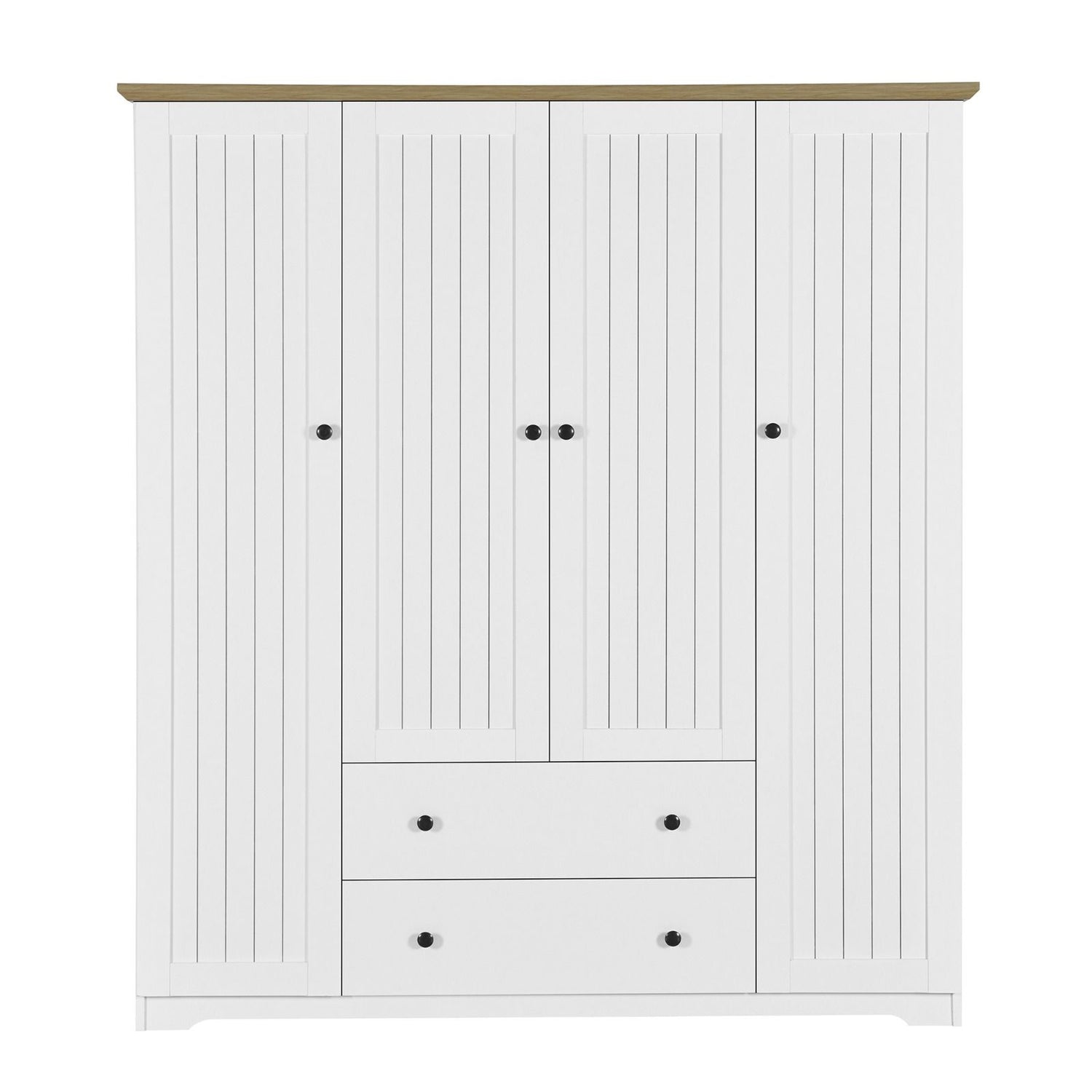 4 Door Wardrobe Armoire With 2 Drawers