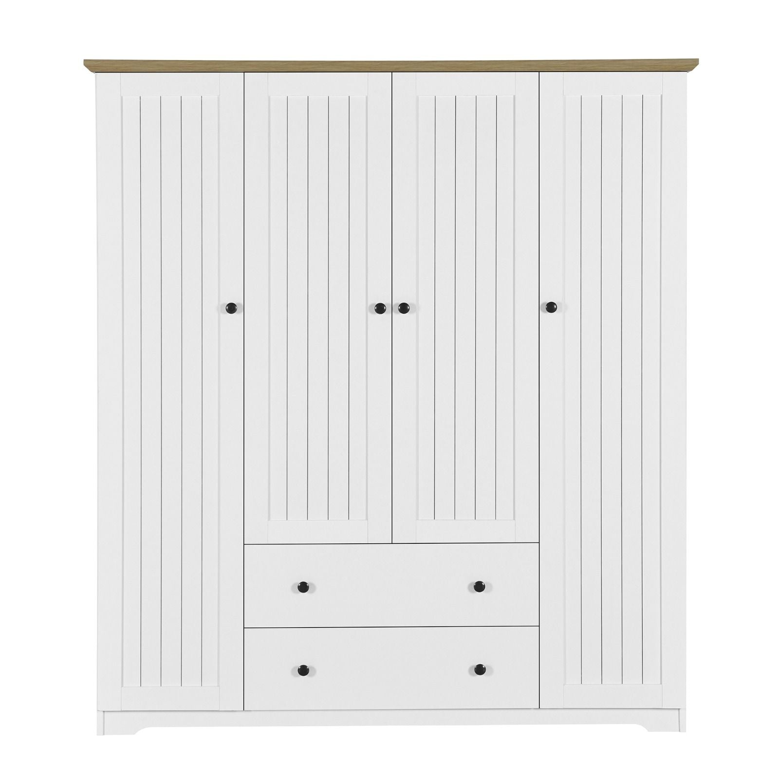 4 Door Wardrobe Armoire With 2 Drawers