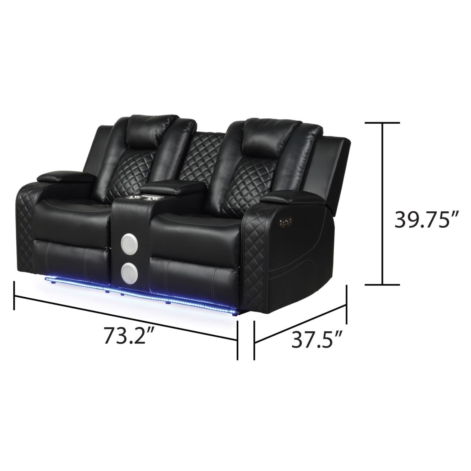 Benz - LED &amp; Power Recliner With Adjustable Headrests And Ambient LED Lighting