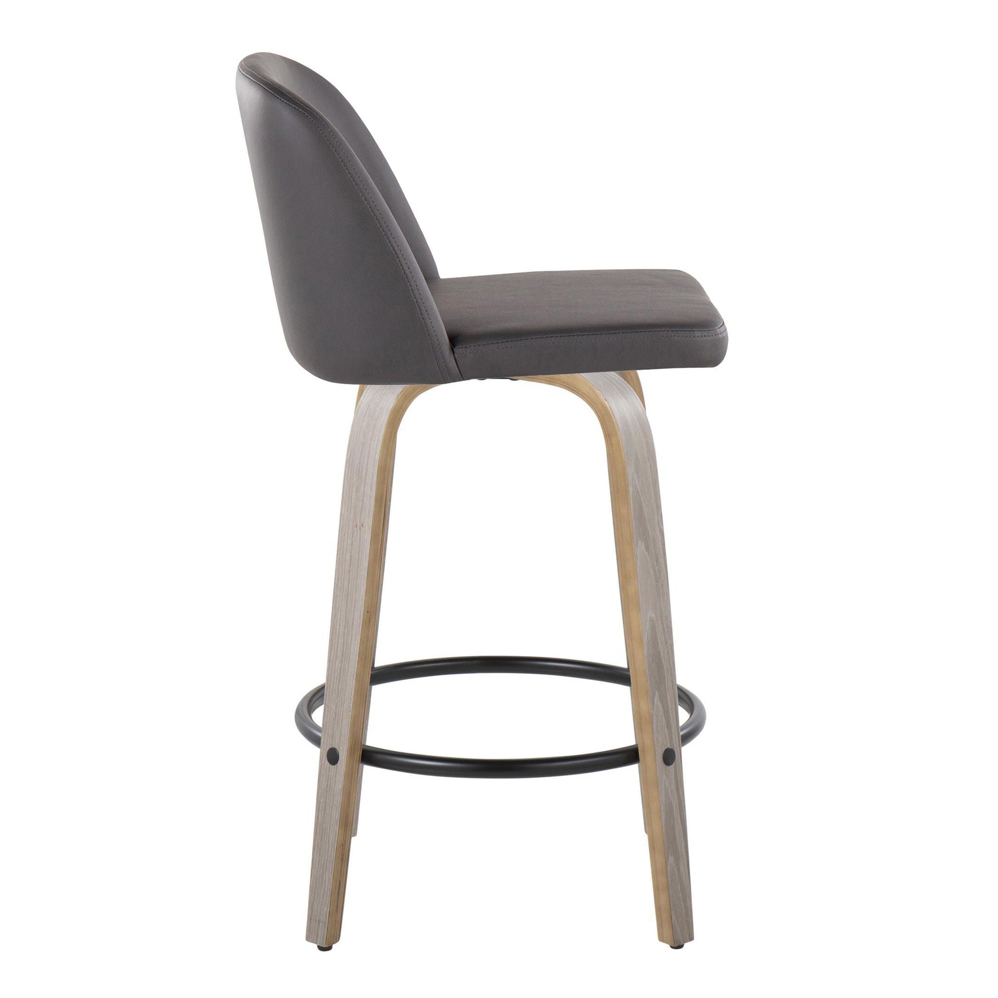 Toriano - Contemporary Fixed Height Counter Stool With Swivel &amp; Round Footrest (Set of 2)