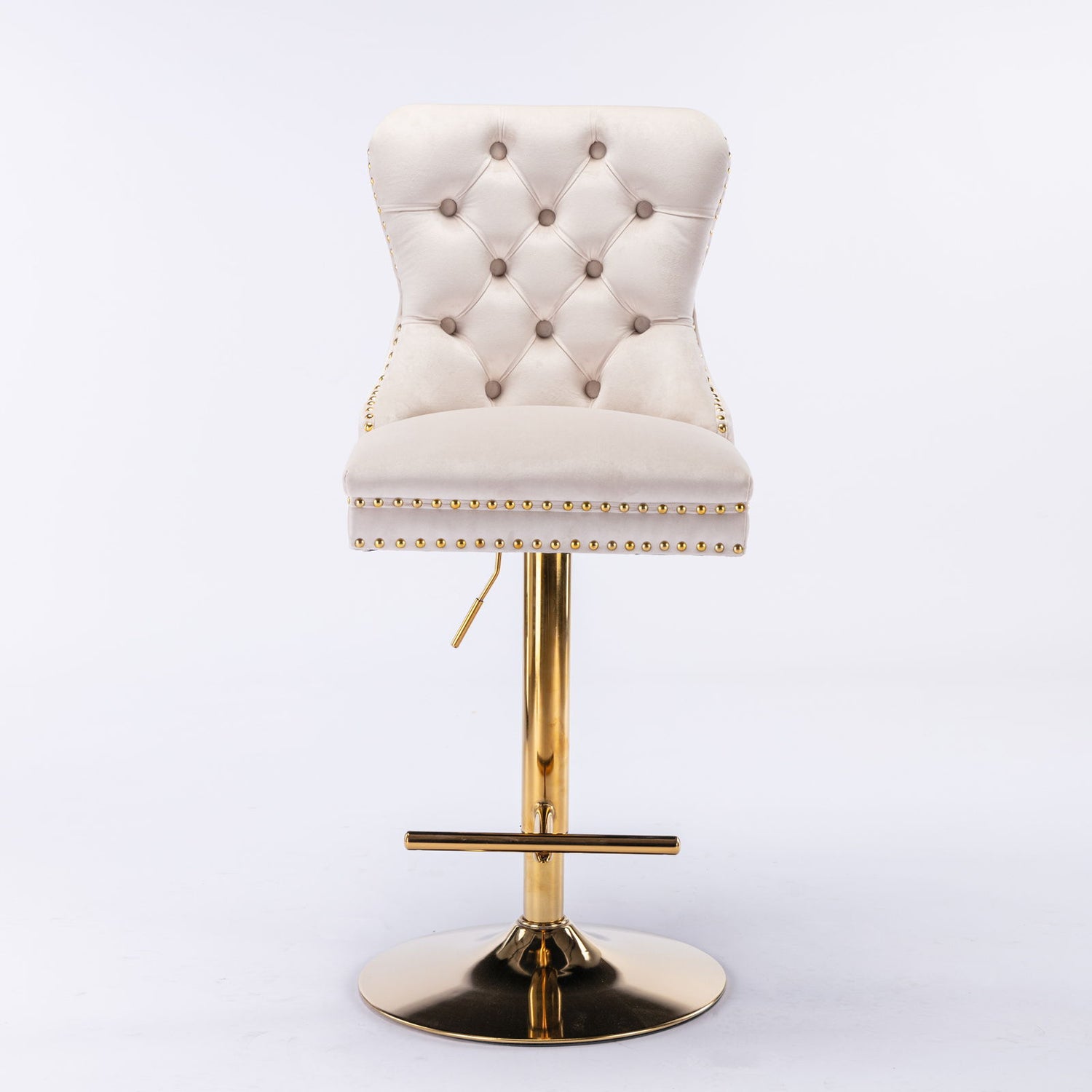Thick Golden Swivel Velvet Barstools Adjusatble Seat Height From 25-33&quot;, Modern Upholstered Bar Stools With Backs Comfortable Tufted For Home Pub And Kitchen Island (Set of 2)