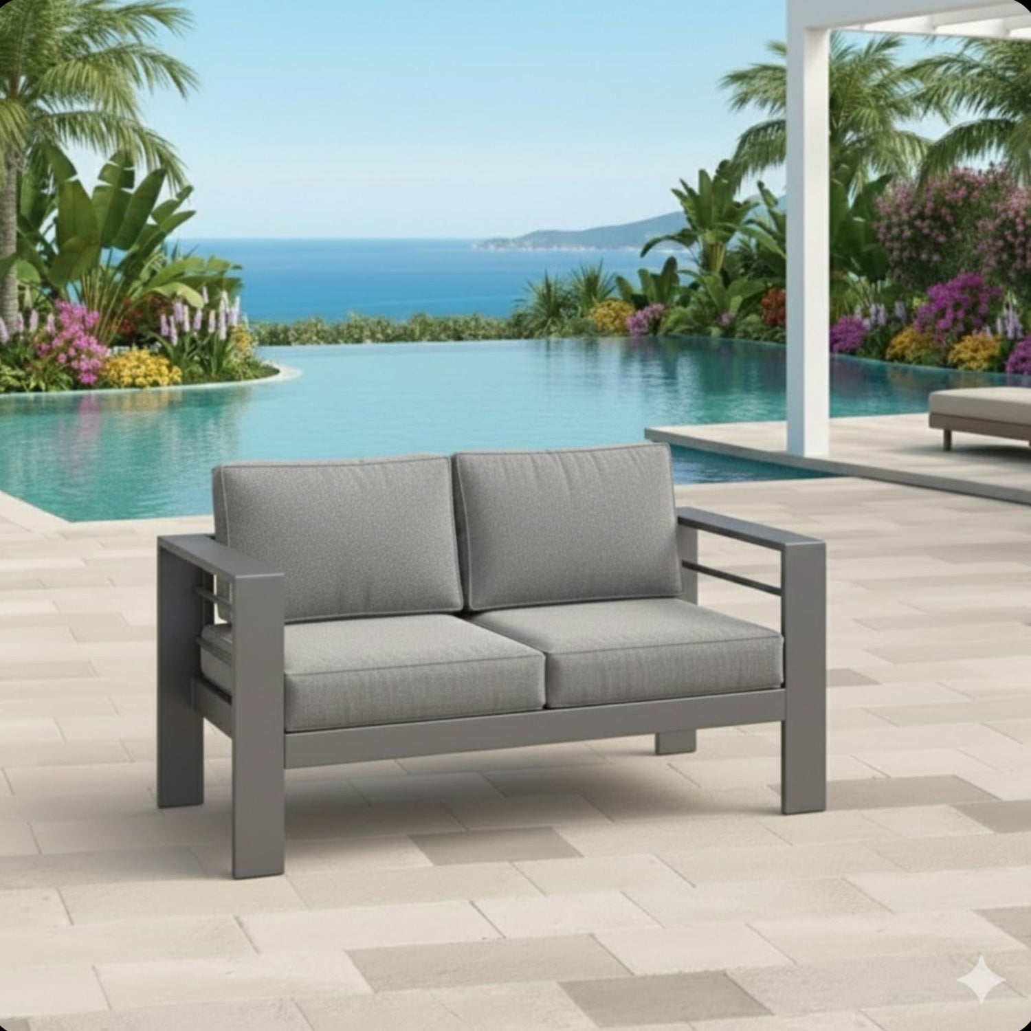 All-Weather Patio Loveseat With Thick Cushions