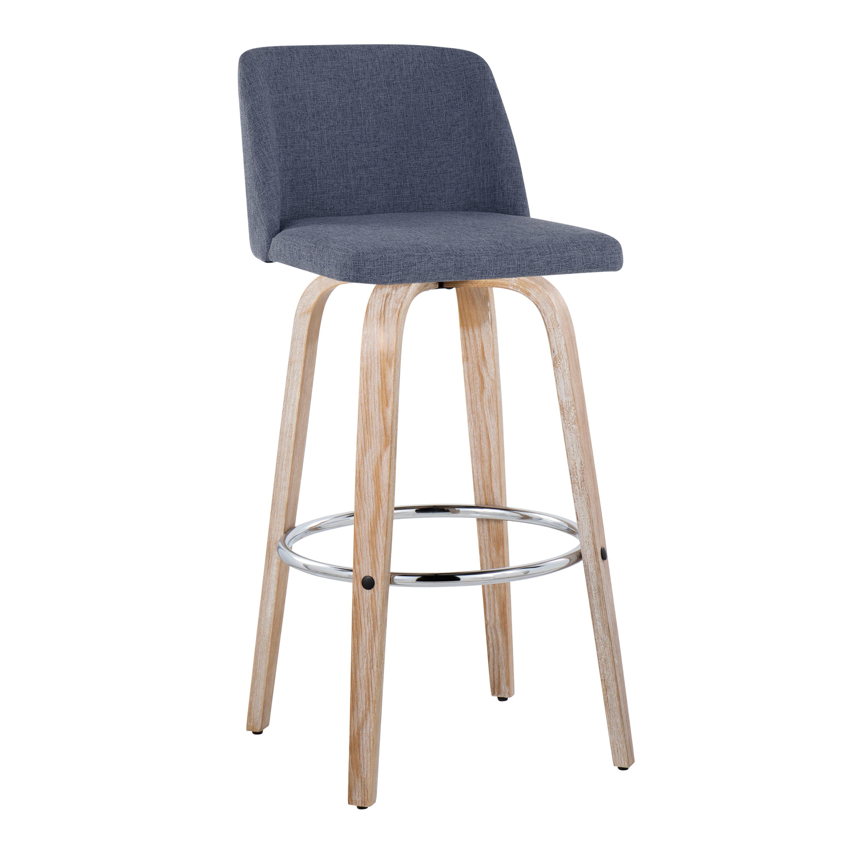 Toriano - Contemporary Fixed Height Barstool With Swivel &amp; Round Footrest (Set of 2)