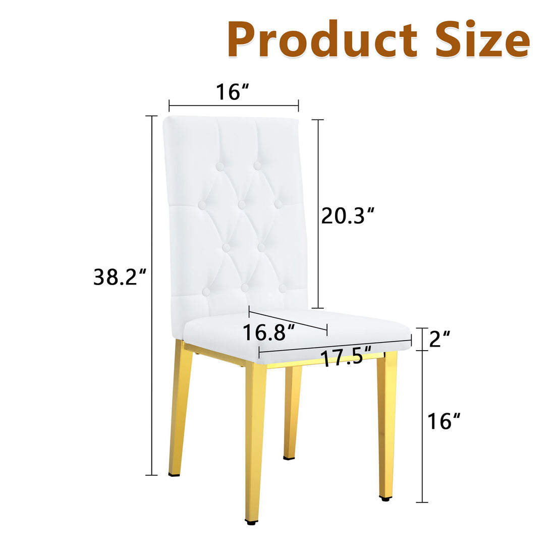 Elegant Vintage Armless Dining Chairs Set With Grid Design And Metal Legs (Set of 4) - White / Gold