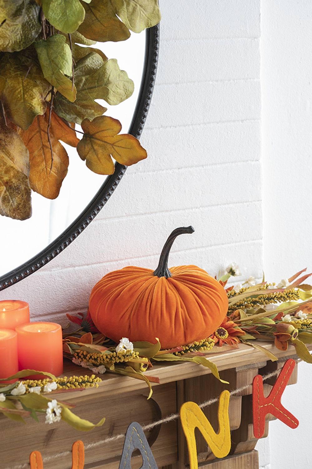 Velvet Weighted Pumpkin Ornament Decor For Holiday Harvest Festival Fall Festival &amp; Thanksgiving (Set of 2) - Orange