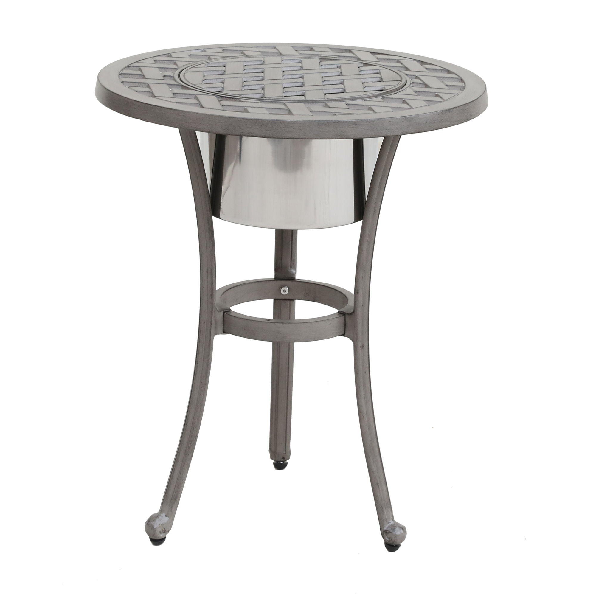 21&quot; Cast Aluminum Round Table With Ice Bucket