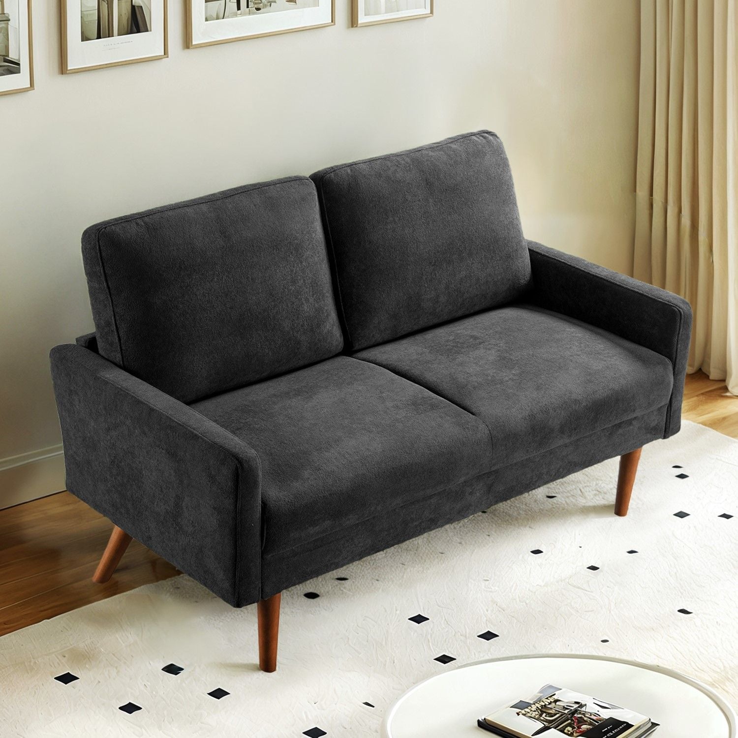 Loveseat Sofa, European Style With Sleek Design, Modern &amp; Vintage Flair, Upholstered 2 Seater Couch