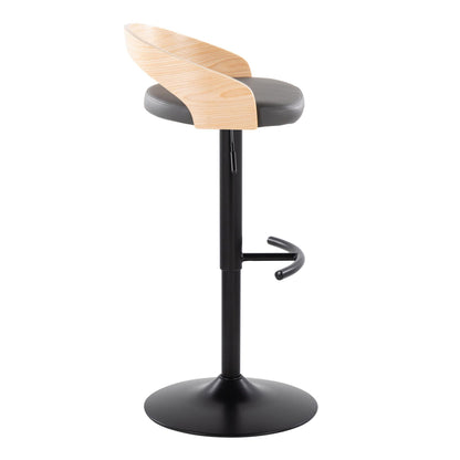 Grotto - Contemporary Adjustable Barstool With Swivel &amp; Rounded T Footrest (Set of 2)