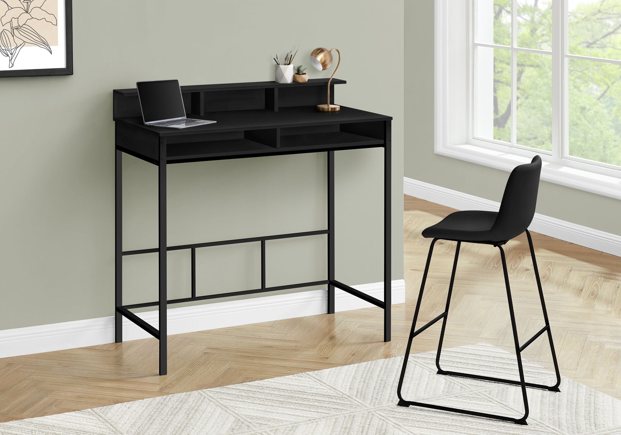 Computer Desk For Home Office, Standing, Storage Shelves, Laptop, Contemporary &amp; Modern