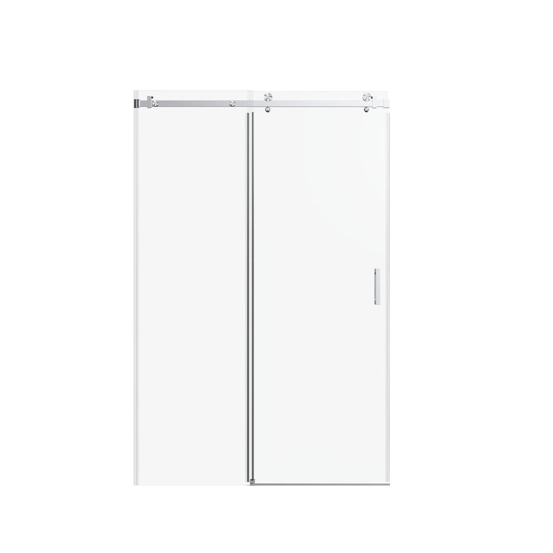 Frameless Single Sliding Shower Doors, 5 / 16" Sgcc Tempered Glass, Reversible - Brushed Nickel