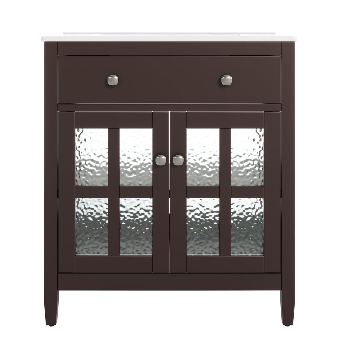 Bathroom Vanity With Ceramic Sink, Adjustable Shelf &amp; Tip Out Tray