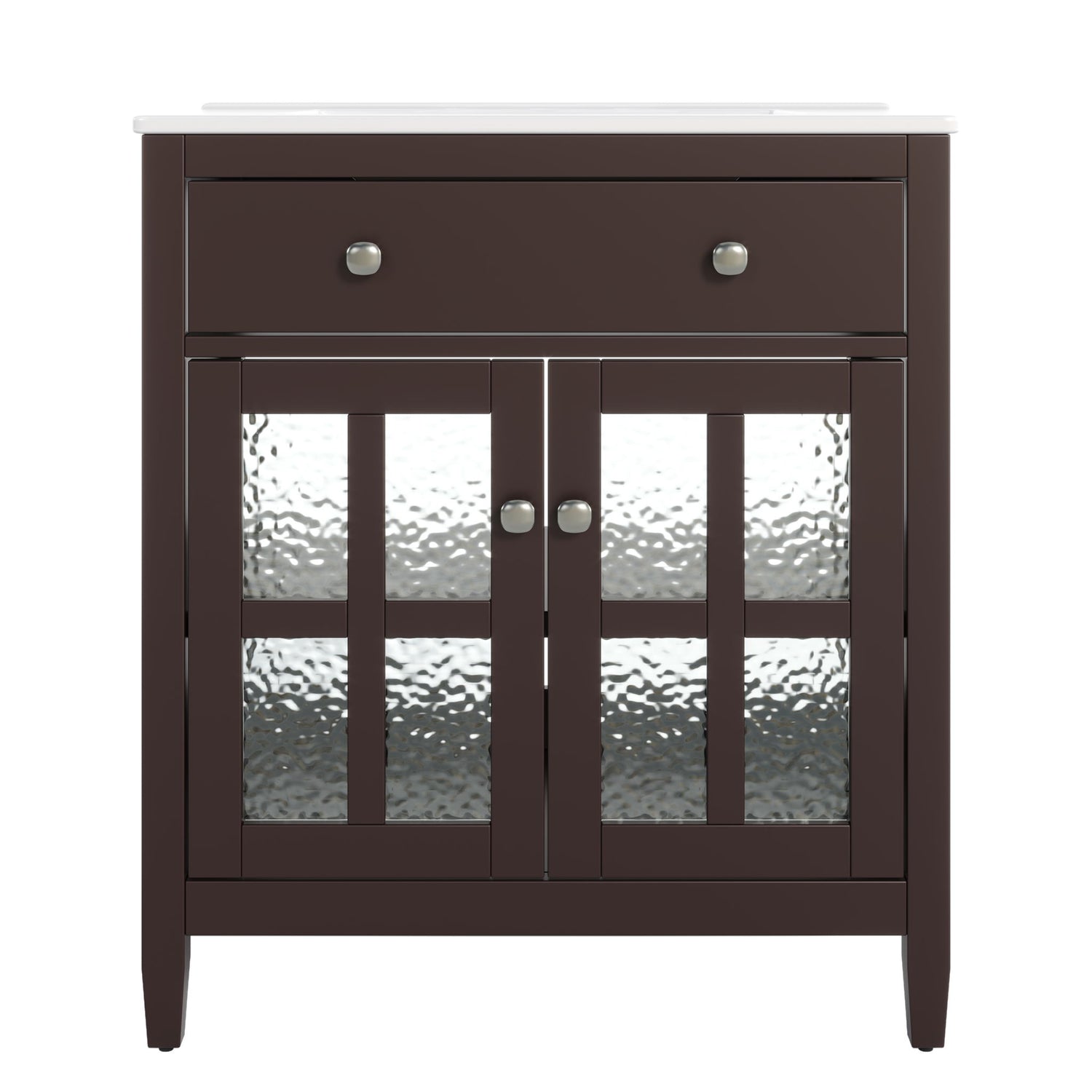 Bathroom Vanity With Ceramic Sink, Adjustable Shelf &amp; Tip Out Tray