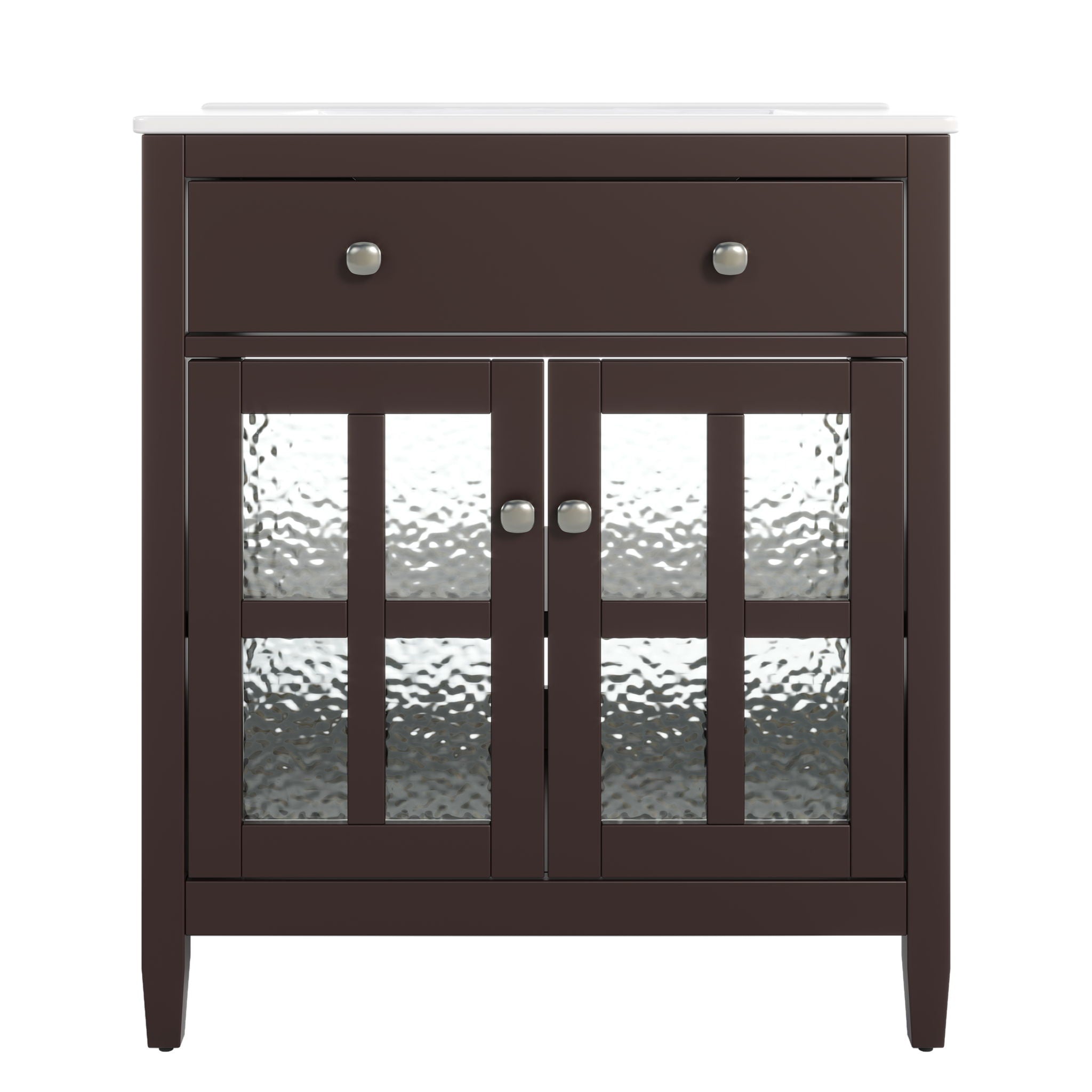 Bathroom Vanity With Ceramic Sink, Adjustable Shelf &amp; Tip Out Tray