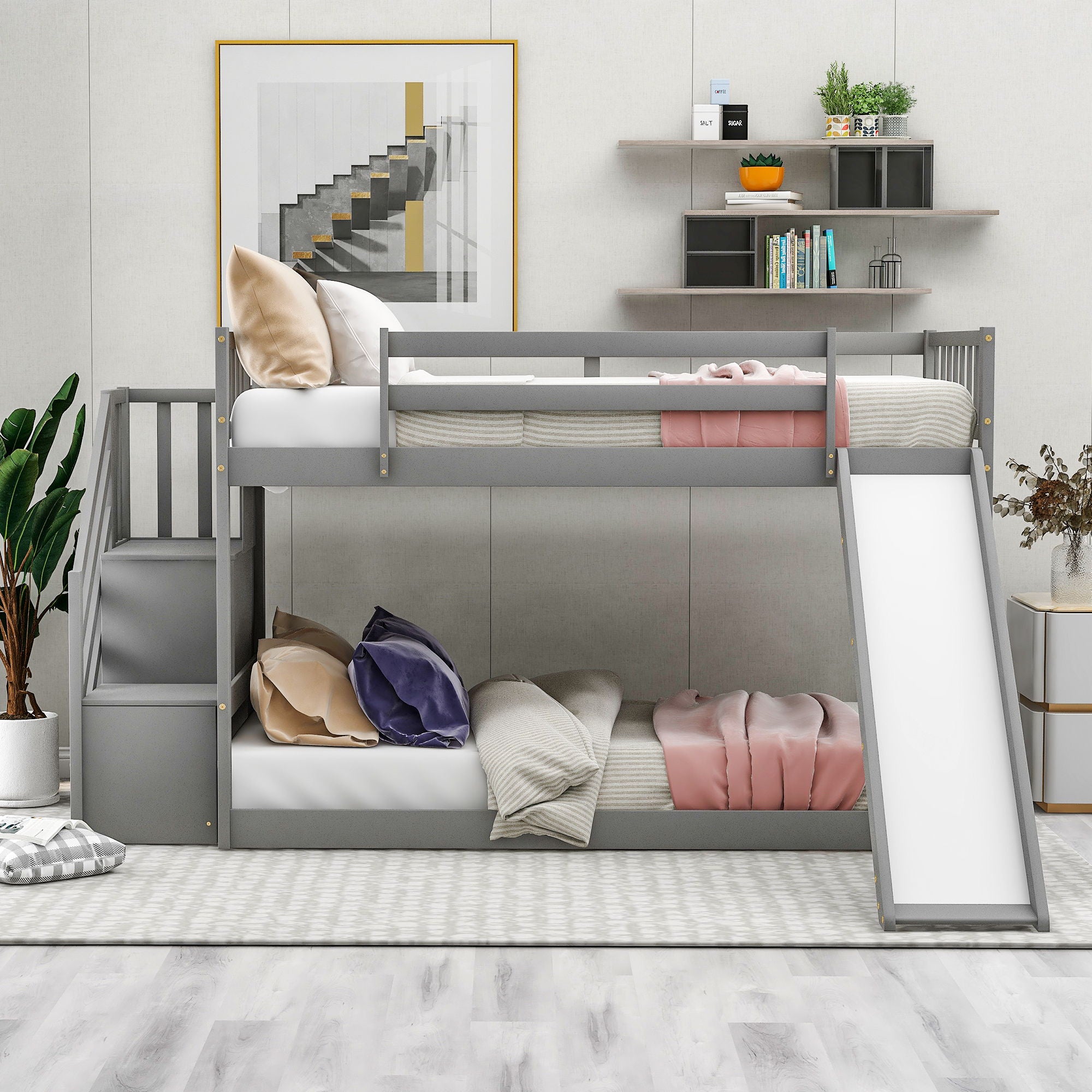 Bunk Bed With Convertible Slide And Stairway