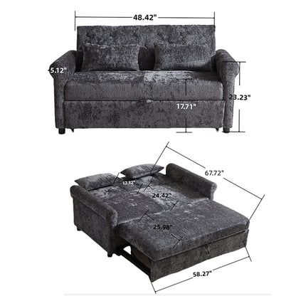 Loveseat Sofa Bed, Pull - Out Couch Sleeper &amp; 2 Pillows