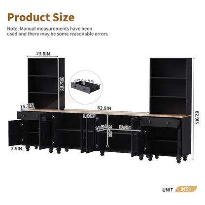 Farmhouse TV Stand With Solid Wood Gourd Shaped Legs For TVs Up To 70&quot;